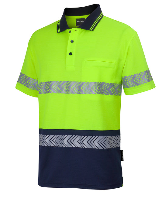 JB's Hi Vis (D+N) Cotton Back Segmented Tape Polo Short Sleeve (JBS6HMSS)