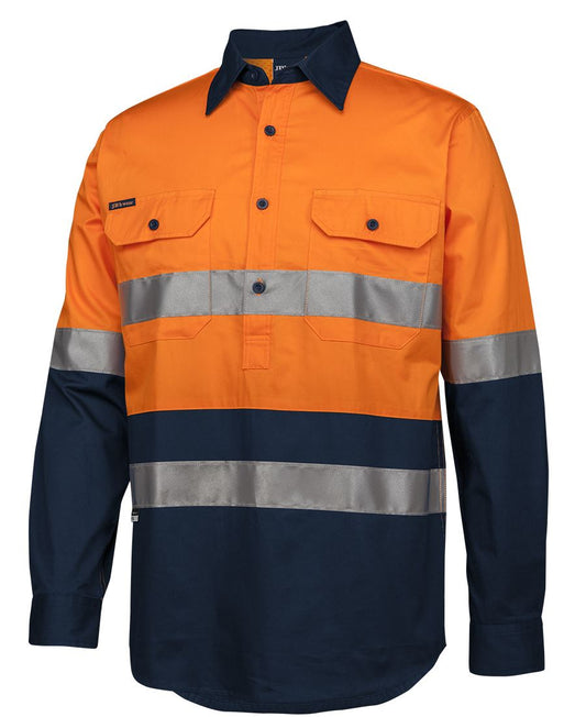 JB's Hi Vis (D+N) 150G Close Front Work Shirt Long Sleeve (JBS6HWCS)