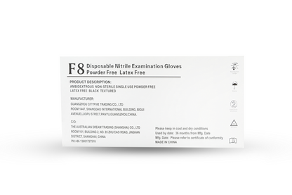 F8 Nitrile PF Disposable Gloves Black (F8N)