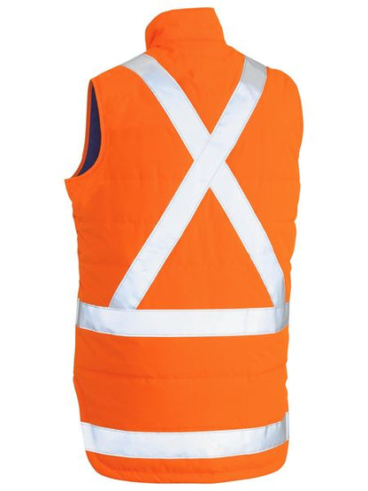 Bisley Hi Vis Taped Puffer Vest with X Back (BISBV0379XT)