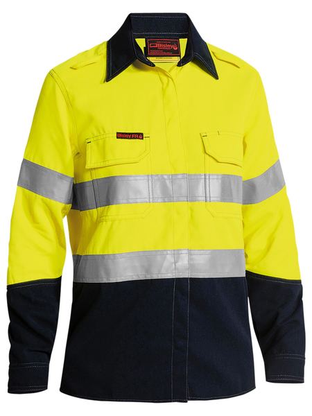 Bisley Tencate Tecasafe Plus 580 Hi Vis Ladies Taped FR Vented Shirt Long Sleeve (BISBL8098T)