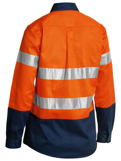 Bisley Hi Vis Ladies Taped Drill Shirt Long Sleeve (BISBLT6456)