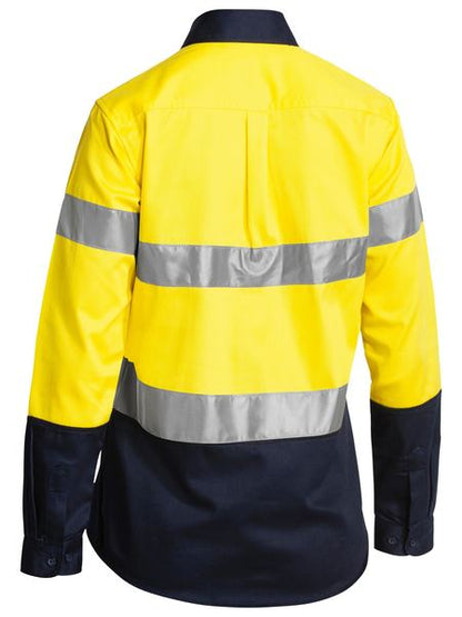 Bisley Hi Vis Ladies Taped Drill Shirt Long Sleeve (BISBLT6456)