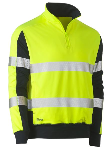 Bisley Hi Vis Taped Two Tone Contrast Stretchy 1/4 Zip Pullover (BISBK6817T)