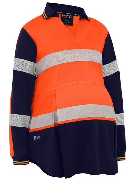 Bisley Hi Vis Ladies Taped Recycled V Neck Maternity Polo Long Sleeve (BISBKLM6225T) - Best Buy Trade Supplies