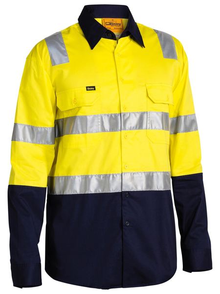 Bisley Hi Vis Taped Cool Lightweight Shirt with Shoulder Tape Long Sleeve (BISBS6432T)