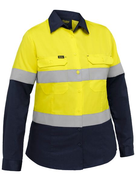 Bisley Hi Vis Ladies Industrial Taped Cool Lightweight Vented Shirt Long Sleeve (BISBL6390T) - Best Buy Trade Supplies