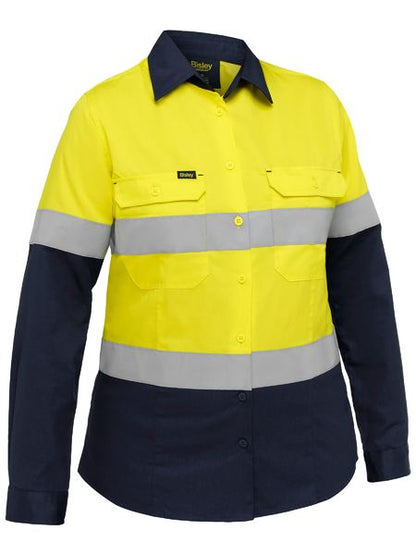Bisley Hi Vis Ladies Industrial Taped Cool Lightweight Vented Shirt Long Sleeve (BISBL6390T) - Best Buy Trade Supplies