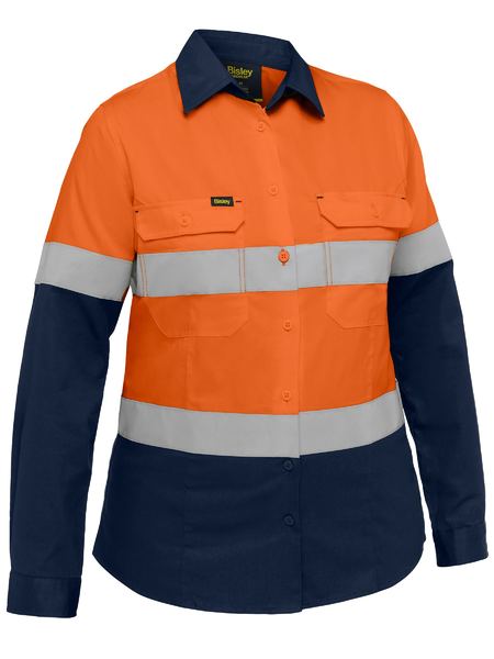 Bisley Hi Vis Ladies Industrial Taped Cool Lightweight Vented Shirt Long Sleeve (BISBL6390T) - Best Buy Trade Supplies