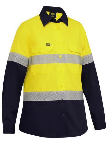 Bisley Hi Vis Ladies Taped Ripstop Vented Shirt Long Sleeve (BISBL6495T) - Best Buy Trade Supplies