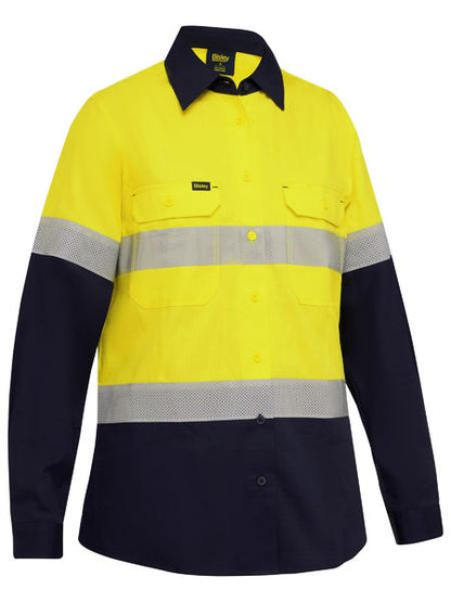 Bisley Hi Vis Ladies Taped Ripstop Vented Shirt Long Sleeve (BISBL6495T) - Best Buy Trade Supplies
