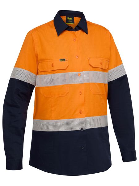 Bisley Hi Vis Ladies Taped Ripstop Vented Shirt Long Sleeve (BISBL6495T) - Best Buy Trade Supplies