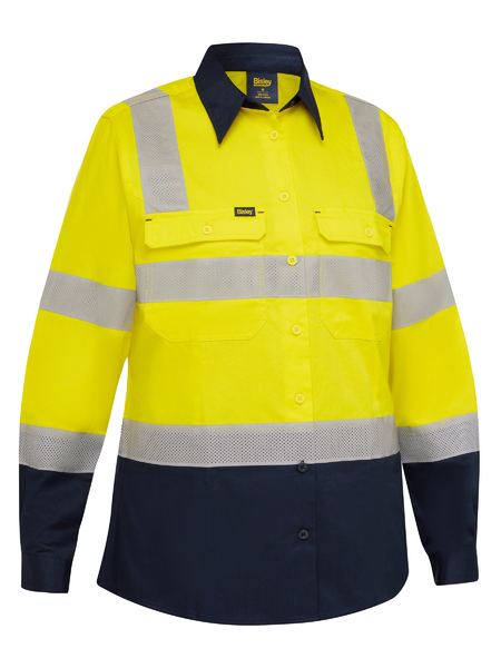 Bisley Hi Vis Ladies Taped Biomotion Cool Lightweight Vented Shirt Long Sleeve (BISBL6396T) - Best Buy Trade Supplies