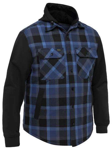 Bisley Contrast Check Hooded Shirt Long Sleeve  (BISBJ6708)