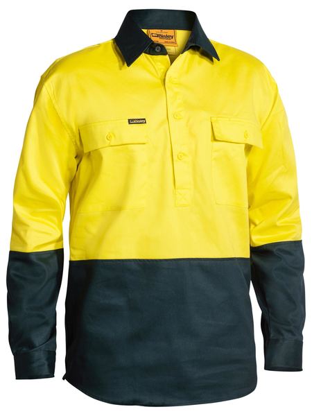 Bisley Hi Vis Closed Front Drill Shirt Long Sleeve (BISBSC6267)