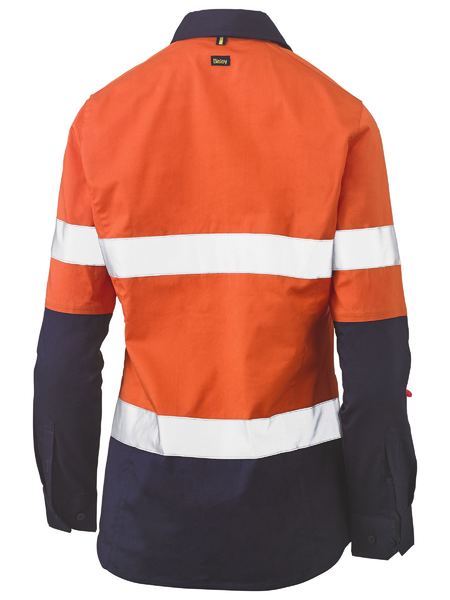 Bisley Hi Vis Ladies Taped Stretch Closed Front Shirt Long Sleeve (BISBLC6064T)