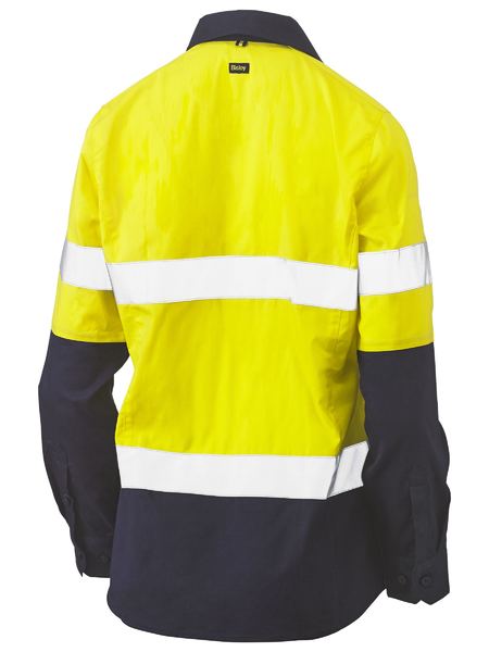 Bisley Hi Vis Ladies Taped Stretch Closed Front Shirt Long Sleeve (BISBLC6064T)