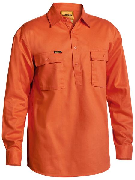 Bisley Closed Front Cotton Drill Shirt Long Sleeve (BISBSC6433)