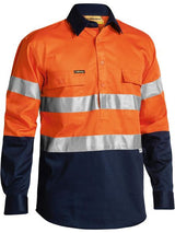 Bisley Hi Vis Taped Closed Front Drill Shirt Long Sleeve (BISBTC6456)