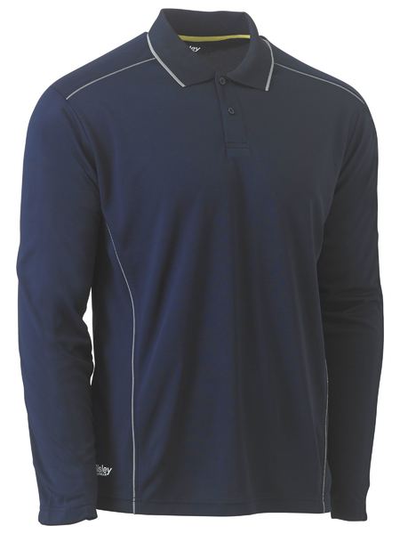 Bisley Cool Mesh Polo with Reflective Piping Long Sleeve (BISBK6425)