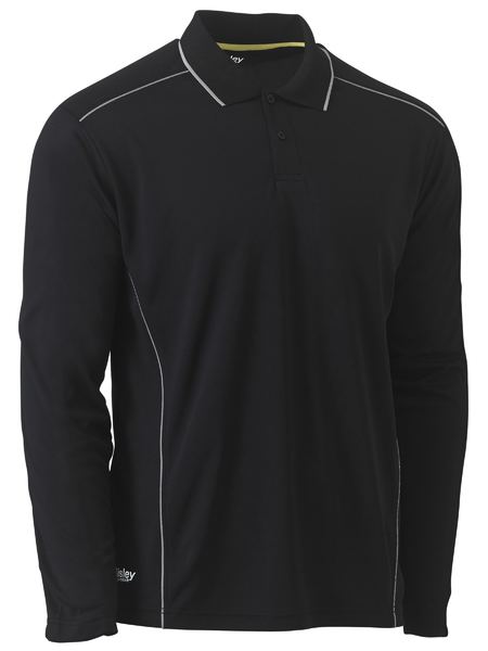 Bisley Cool Mesh Polo with Reflective Piping Long Sleeve (BISBK6425)
