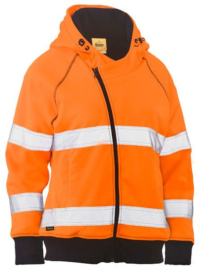 Bisley Hi Vis Ladies Taped Fleece Zip Front Hoodie with Sherpa Lining (BISBKL6819T)