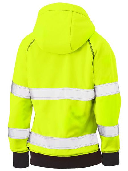 Bisley Hi Vis Ladies Taped Fleece Zip Front Hoodie with Sherpa Lining (BISBKL6819T)