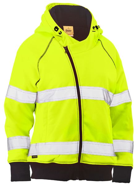 Bisley Hi Vis Ladies Taped Fleece Zip Front Hoodie with Sherpa Lining (BISBKL6819T)