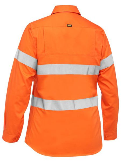 Bisley Hi Vis Ladies Taped Cool Lightweight Drill Shirt Long Sleeve (BISBL6897)