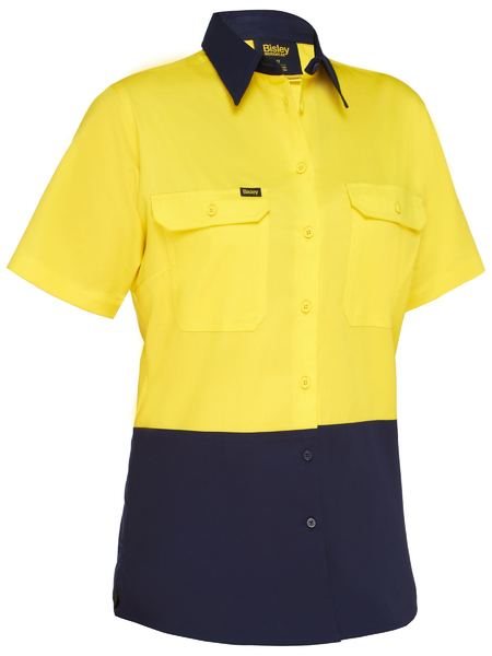 Bisley Hi Vis Ladies Cool Lightweight Drill Shirt Short Sleeve (BISBL1895)