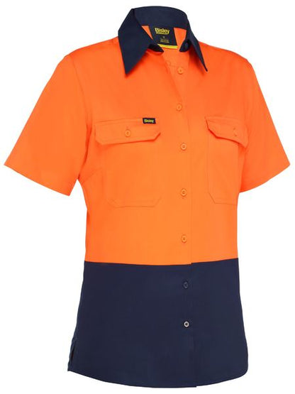 Bisley Hi Vis Ladies Cool Lightweight Drill Shirt Short Sleeve (BISBL1895)