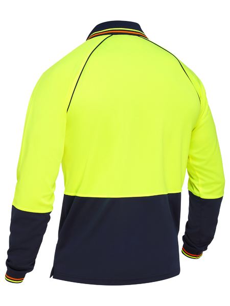 Bisley Hi Vis Two Tone V Neck Polo Long Sleeve (BISBK6440)