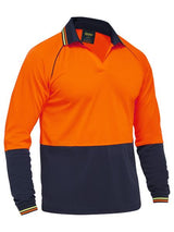 Bisley Hi Vis Two Tone V Neck Polo Long Sleeve (BISBK6440)