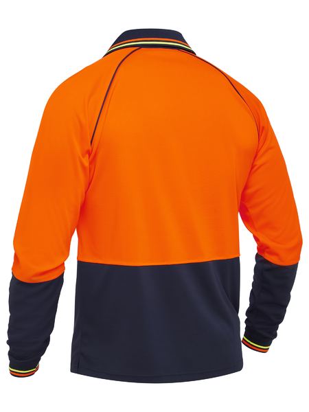 Bisley Hi Vis Two Tone V Neck Polo Long Sleeve (BISBK6440)