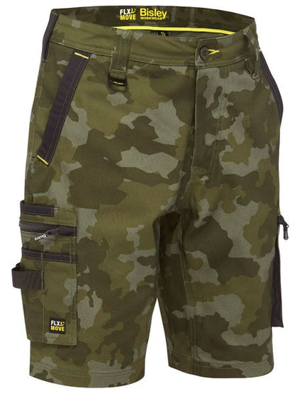 Bisley FLX & Move Stretch Canvas Camo Cargo Shorts (Additional Colours)(BISBSHC1337)