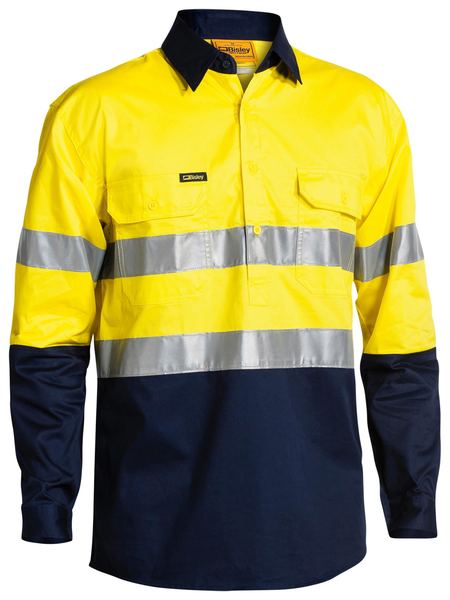 Bisley Hi Vis Taped Closed Front Cool Lightweight Shirt Long Sleeve (BISBSC6896)