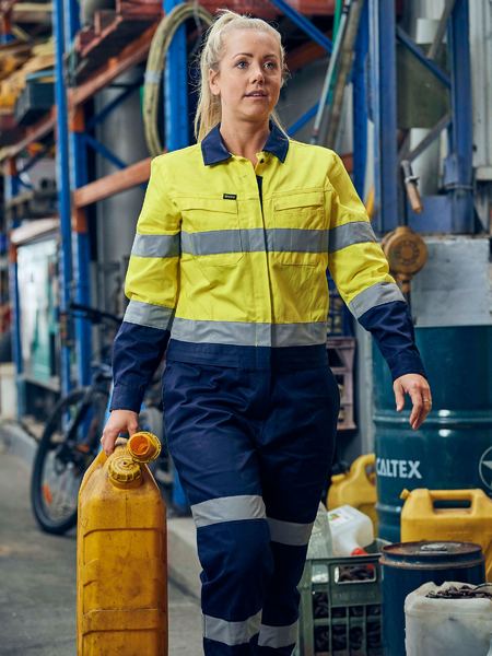 Bisley Ladies Hi Vis Cotton Drill Coverall Taped (BISBCL6066T)