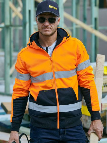 Bisley Hi Vis Taped Zip Fleece Hoodie with Sherpa (BISBK6988T)