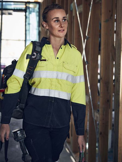 Bisley Tencate Tecasafe Plus 700 Hi Vis Ladies Taped FR Vented Shirt Long Sleeve (BISBL8098T) (Copy)