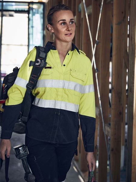 Bisley Tencate Tecasafe Plus 580 Hi Vis Ladies Taped FR Vented Shirt Long Sleeve (BISBL8098T)