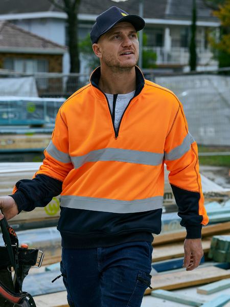 Bisley Hi Vis Taped Fleece 1/4 Zip Pullover (BISBK6989T)