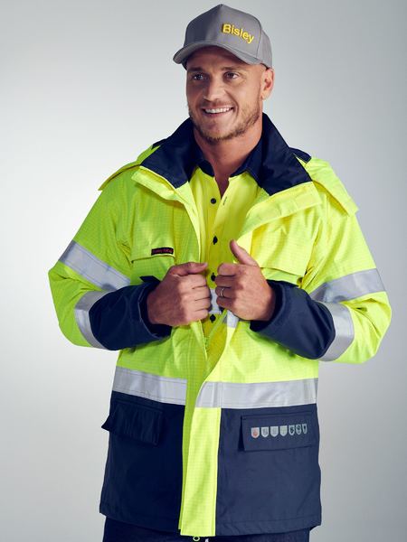 Bisley Hi Vis Taped FR Wet Weather Shell Jacket (BISBJ8110T)