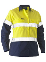 Bisley Hi Vis Ladies Recycle Taped Two Tone Drill Shirt Long Sleeve (BISBL6996T)