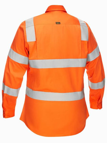 Bisley Hi Vis Ladies Taped Biomotion Cool Lightweight Shirt Long Sleeve (BISBL6016T)