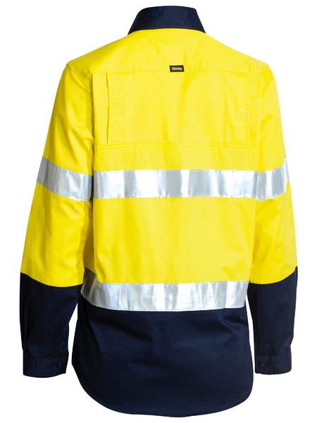 Bisley Hi Vis Ladies Taped Cool Lightweight Drill Shirt Long Sleeve (BISBL6896)