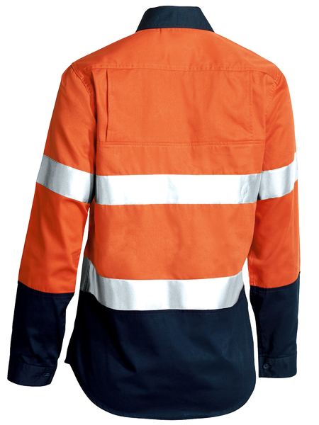 Bisley Hi Vis Ladies Taped Cool Lightweight Drill Shirt Long Sleeve (BISBL6896)