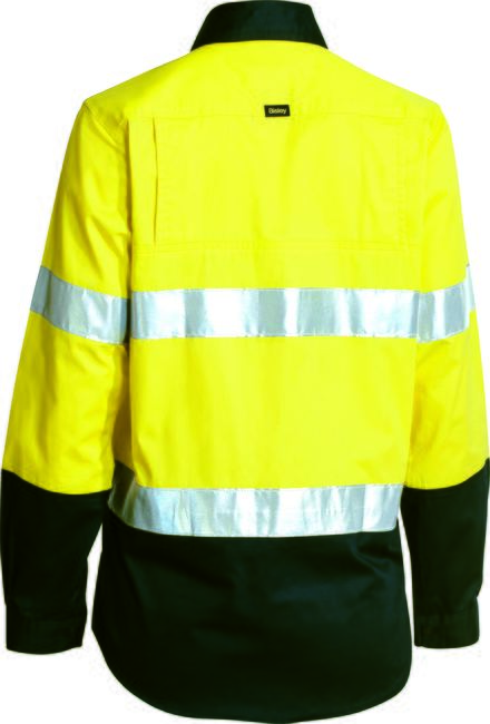 Bisley Hi Vis Ladies Taped Cool Lightweight Drill Shirt Long Sleeve (BISBL6896)