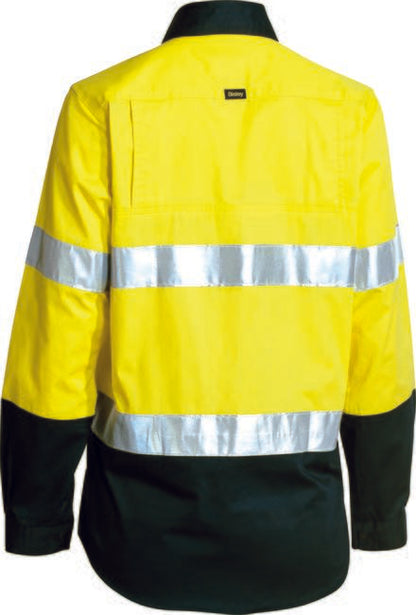 Bisley Hi Vis Ladies Taped Cool Lightweight Drill Shirt Long Sleeve (BISBL6896)