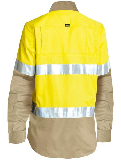 Bisley Hi Vis Ladies Taped Cool Lightweight Drill Shirt Long Sleeve (BISBL6696T)