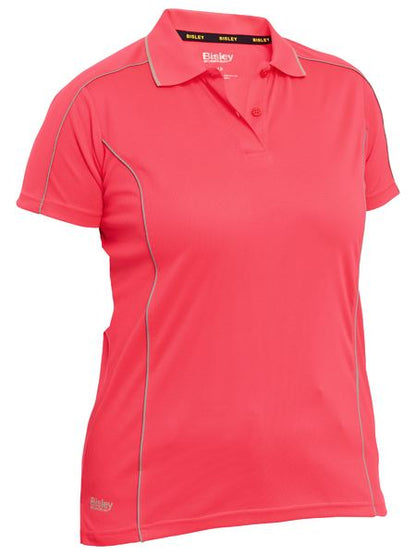 Bisley Hi Vis Ladies Cool Mesh Polo with Reflective Piping Short Sleeve (BISBKL1425)